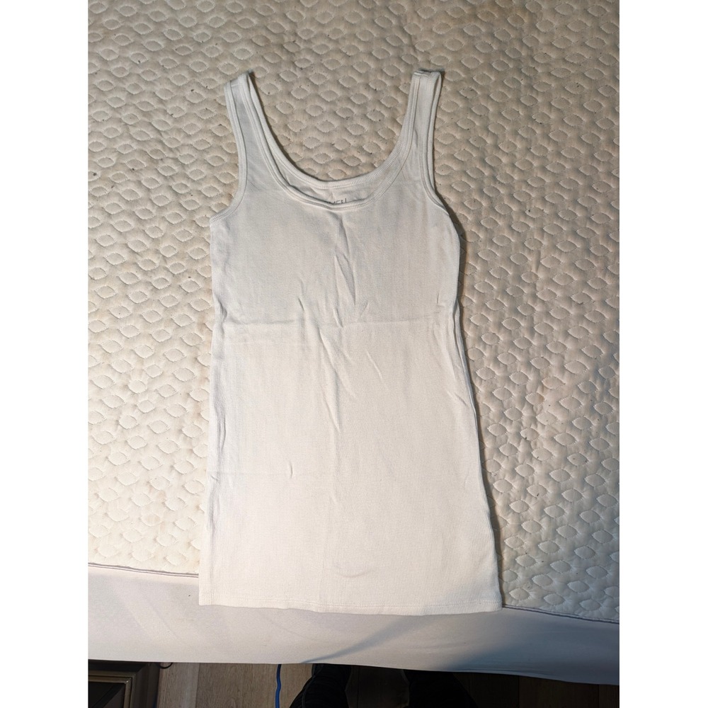 Time and Tru Womens Ribbed Tank Top Cream Off White XS Cotton Modal Blend